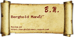 Berghold Manó névjegykártya
